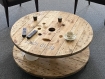Table basse ronde en bois sur roulette 90 cm touret