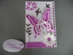 Carte à personnaliser 3d papillon fleur oiseaux fuchsia blanc bonne fête ou prénom faite main 
