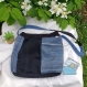 Sac en jean recyclé bleu/noir ou bleu/gris, anses en jean et ouverture du sac en bord côte, doublure coton wax ou polyester