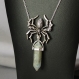 Sautoir collier gothique araignée larvikite pendule - un bijou mystique et envoûtant