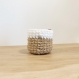 Cache-pot crochet diam.6cm, fil de jute naturel et fil blanc oeko-tex, panier, panière, corbeille