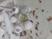 Boules de bain + bougie artisanales senteur violettes / panier au crochet