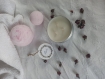 Boules de bain + bougie artisanales senteur rose / panier crochet