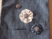 Sac  sacoche en toile de jean recyclé, décoré de dentelle et de boutons