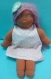 Maeva poupée de chiffon style waldorf 42 cm peau noisette yeux turquoises cheveux roses 