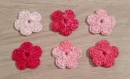 Lot de 6 petites fleurs au crochet nuances de roses