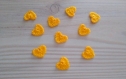 Lot de 10 mini-coeurs jaune or au crochet 