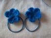 2 elastiques cheveux fleur bleue