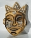 Masque africain en céramique, le roi félin émaillé .or , noir et blanc. 4
