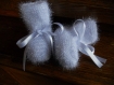 Chausson bébé en laine poillue brillante couleur blanc