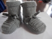 Chausson bébé en laine: coton et acrylique gris