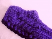 Mitaines bleu nuit et mauve foncé/violet - tricot en grosse laine 