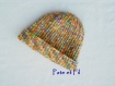 Bonnet réversible en laine multicolore (aux couleurs de l'arc-en-ciel) tricoté à la main 