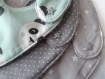 Bavoirs bébé taille 0/6 mois en lot de 3, éponge gris anthracite et motifs pandas, pois et étoiles