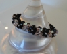 Bracelet noir et pêche en perles de cristal swarovski