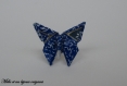 Bague réglable papillon origami bleu et blanc, bijou papier japonais