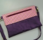 Sac à main, pochette, foldover bag en tissus motifs géométriques violet et suédine violet 