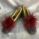 Ballerines - chaussons d’intérieur au tricot ,décor fourrure,fait main ,pour femme 