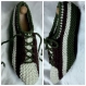 Baskets - chaussons  d’intérieur avec semelles doux( couler noire)fantasie en tricot fait main,pour femme,homme