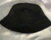 Bob - panama au crochet style prada,coton bio couleur noire pour femme,homme taille unique 56-58