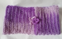 Bandeau de tÊte hiver / headband mauve avec fleur fait au crochet bÉbÉ 0-12 mois