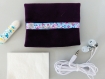 Mini pochettes velours violet avec biais fleuri tons de bleu #créationfrançaise