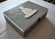 Boîte pour rangement gris effet béton et boudha blanc