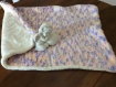 Couverture bebe naissance laine beige chine rose 80x50