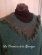Pull tricoté main taille l vert sapin en alpaga, mohair et soie