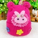 Bonnet pour petites filles coloris rose avec tête de lapin autocollant - 1/12mois - en acrylique 