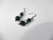 Boucles d'oreilles avec perles magique bleu et perle noir