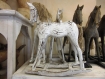 Sculpture sur bois cheval à bascule patiné main 36x32 cm