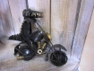 Sculpture métal moto patinée main 15x18 cm