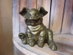 Statuette cochon en laiton patinée main 13x13 cm. poids 1,5 kg