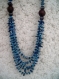 Collier perles gemme bleu et perles bois