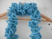 Echarpe tricotée main en laine fantaisie bleu turquoise