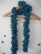 Echarpe tricotée main en laine fantaisie bleu/vert