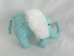 Doudou éléphant bleu et blanc