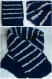 Écharpe large bébé rayée bleu marine et gris clair en laine douce taille 2 ans - tricot