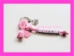 Porte clés prénom • fushia et rose • 1 prénoms
