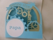 Carte bonne fête papa ou papy en relief 3d kirigami couleur bleu alizé