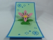 Carte fleur d'été pour la fête des mères en relief 3d kirigami couleur bleu turquoise