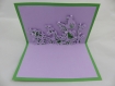 Carte papillons et fleurs pour la fête des mères ou un anniversaire en relief 3d 90° kirigami couleur vert golf