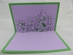 Carte papillons et fleurs pour la fête des mères ou un anniversaire en relief 3d 90° kirigami couleur vert golf