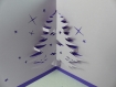Carte de vœux sapin de noël en relief 3d kirigami 90° couleur violine/lilas