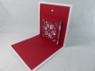 Carte de vœux flocon de noël en relief 3d kirigami couleur blanc et rouge groseille
