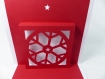 Carte de vœux flocon de noël en relief 3d kirigami couleur blanc et rouge groseille