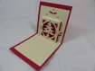 Carte de vœux sapin de noël en relief 3d kirigami couleur rouge groseille et ivoire