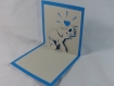 Carte eléphant pour anniversaire ou autre occasion en relief 3d kirigami couleur bleu turquoise et gris perle