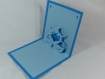 Carte de voeux ou faire-part cygnes en relief 3d kirigami couleur bleu turquoise et bleu alizé
